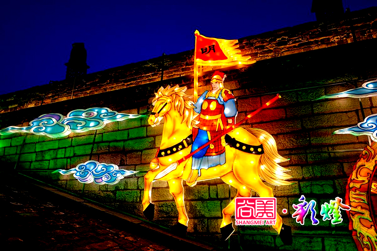 南京夫子庙墙壁上的半浮雕花灯